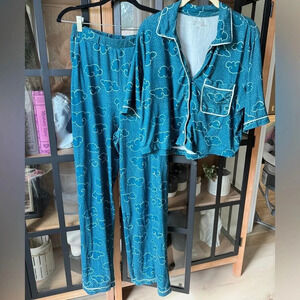 WILDFOX Pajamas Set Up In The Air Short Sleeve pants button fown shirt clouds